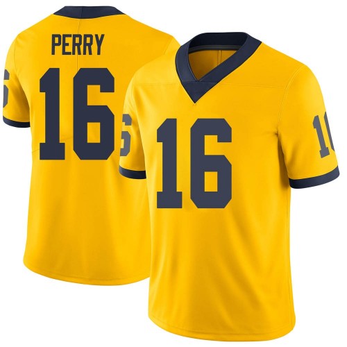 Jalen Perry Michigan Wolverines Men's NCAA #16 Maize Limited Brand Jordan College Stitched Football Jersey MYB1454CU